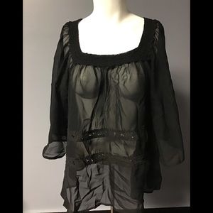 Mudd Sheer light weight Black Top Short Sleeves.